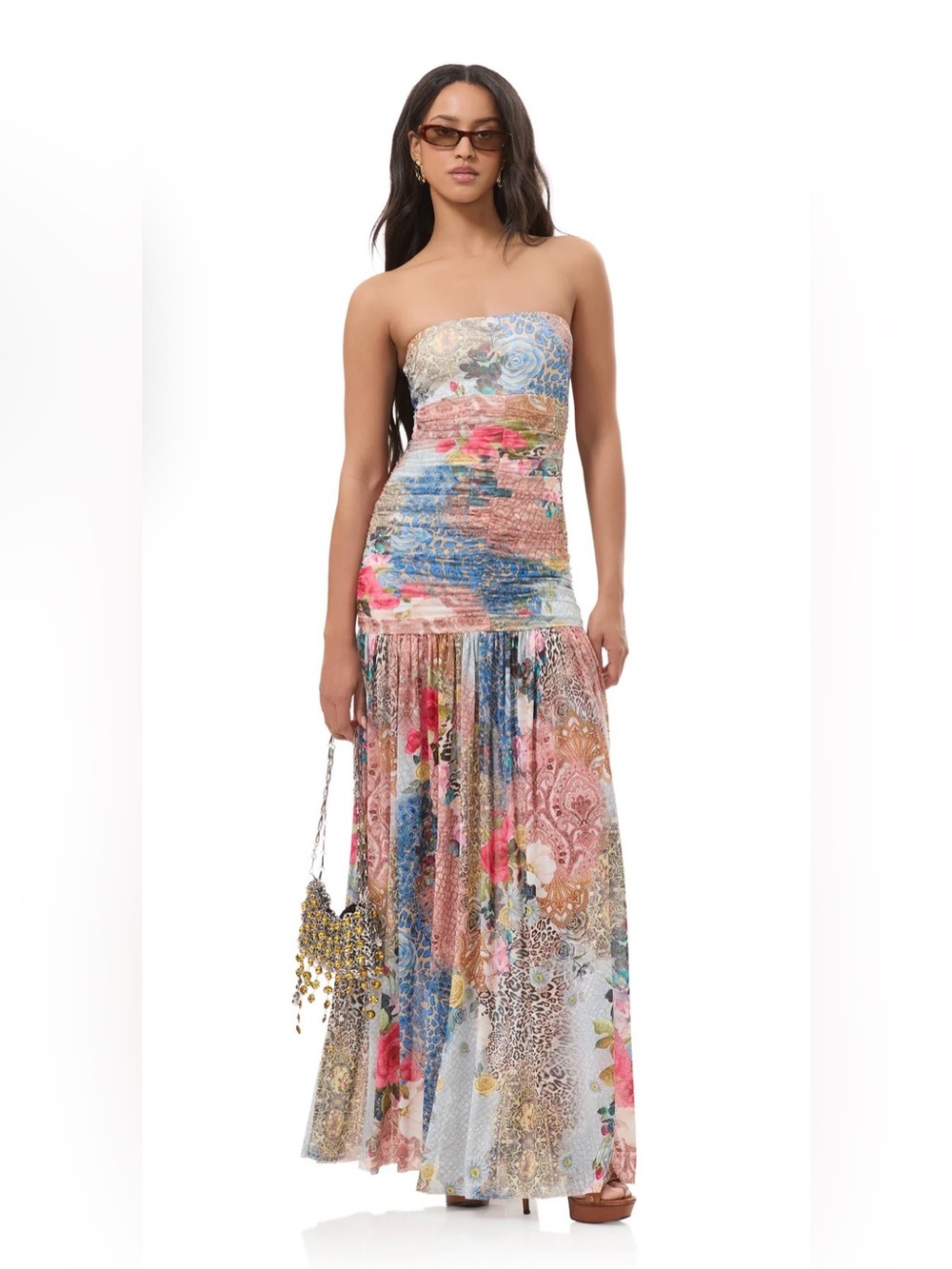 NWT AFRM Denise Dress in Iris Patchwork, XS